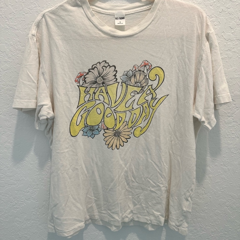 Re/Done White Ribbed Crewneck T-Shirt